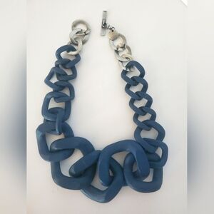 Wood and silver statement necklace